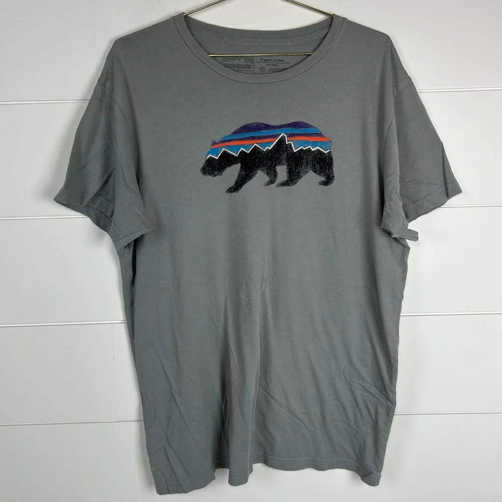Patagonia Bear Logo Organic Cotton Tee Shirt Slim Fit Men’s Size Large L 🌿 - Picture 2 of 11